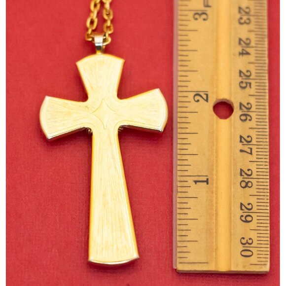 26 inch, Vintage Celtic Cross Pendant Gold Tone Necklace by Avon - F33 - Picture 3 of 3